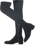 Women Over the Knee Boots Low Heel Suede - Comfortable Fit