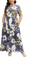 Nemidor Plus Size Maxi Dresses for Curvy Women - Summer Pocketed Maxi
