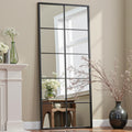 Full Length Mirror 65in x 24in Window Pane Mirror - Black Grid