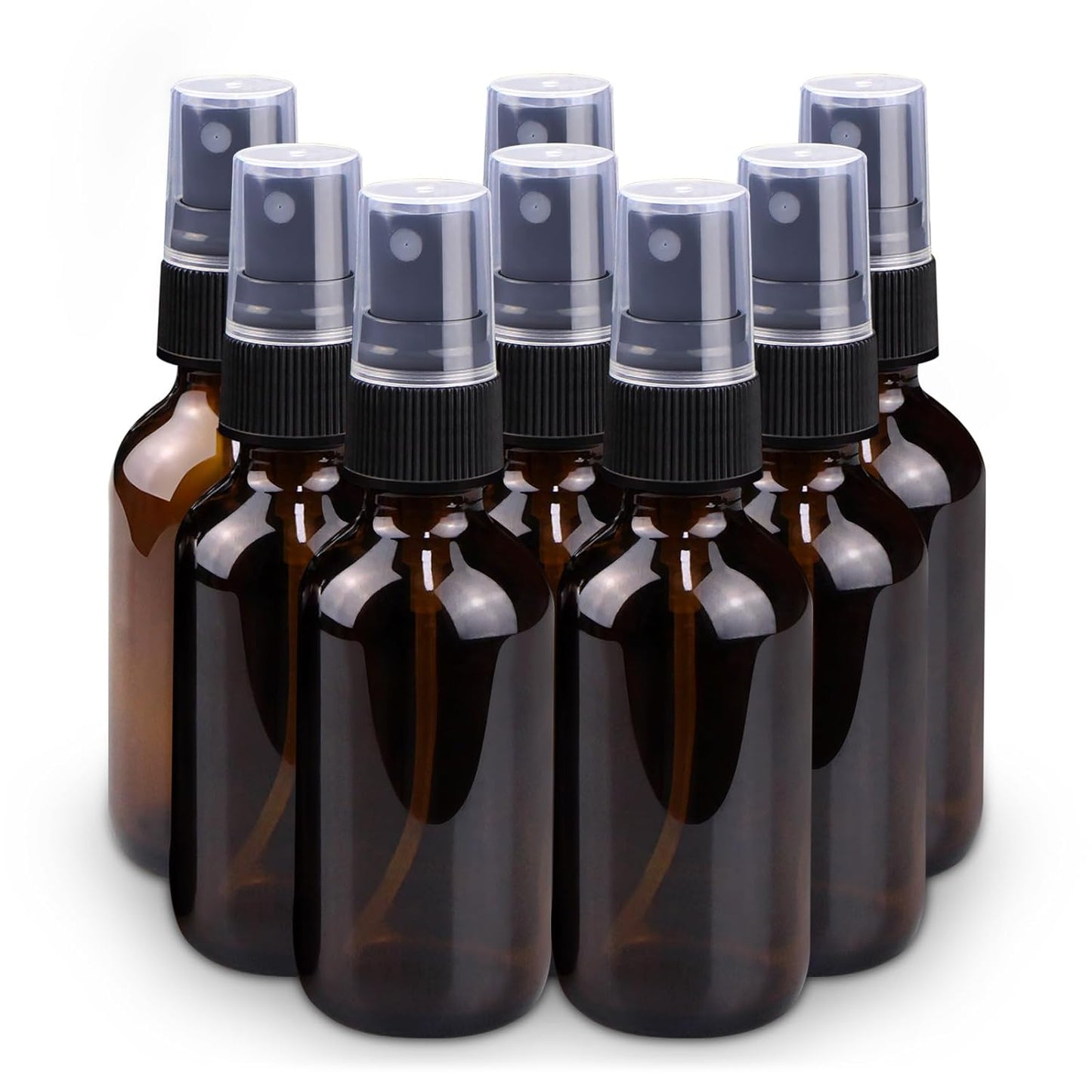 8-Pack Amber Glass Spray Bottles - Fine Mist 2oz
