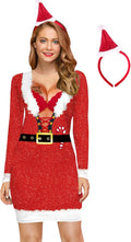 Festive Long Sleeve Bodycon Dress with Hair Band for Christmas Style