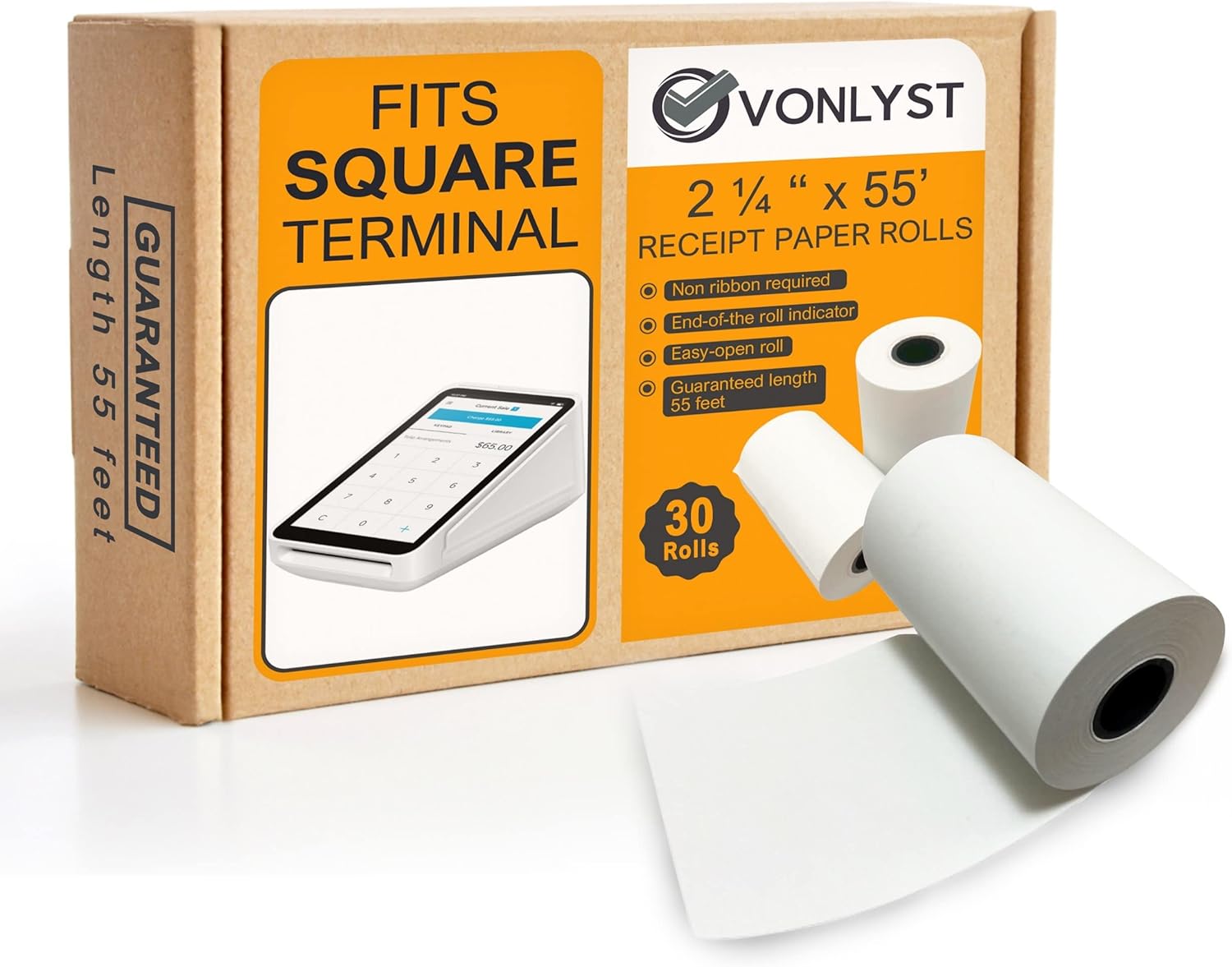 Receipt Paper Roll for Square Terminal - 30 Rolls of Quality