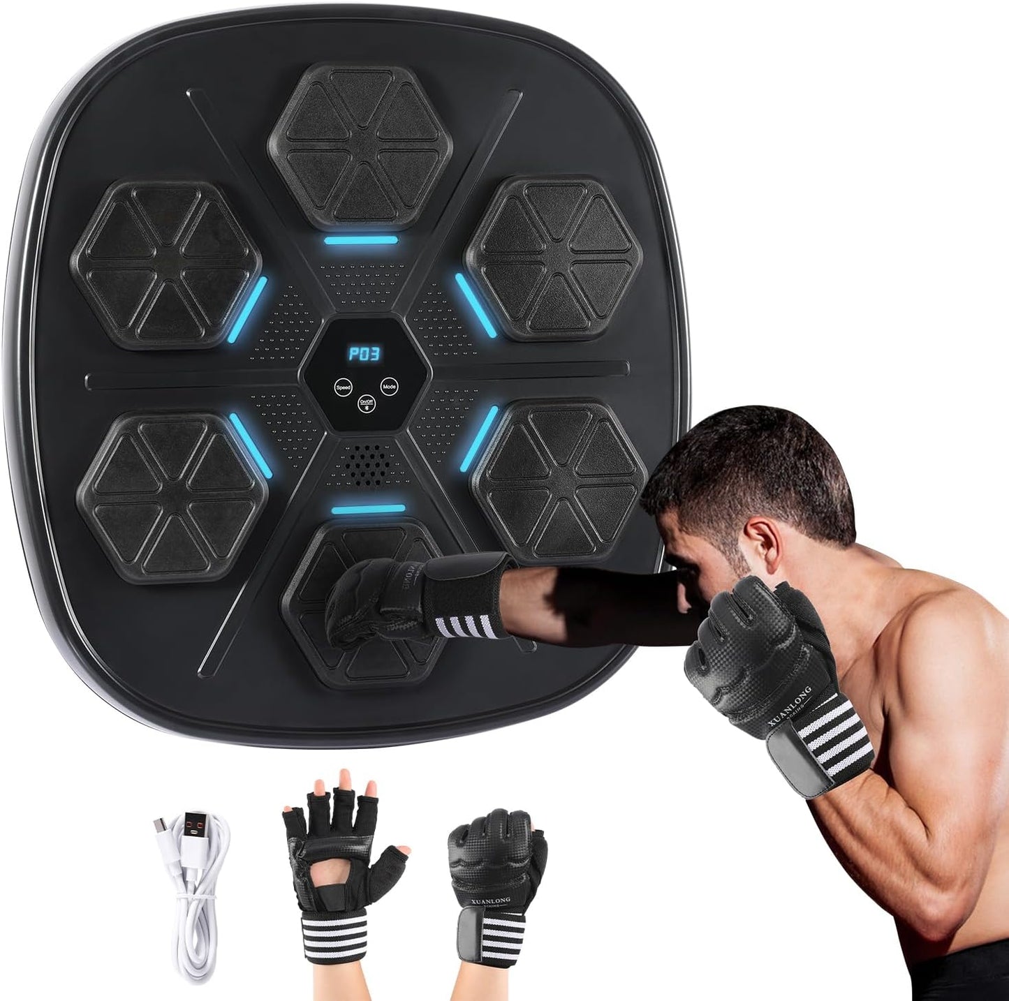 Smart Music Boxing Machine - 9-Level Intensity, Wall Target