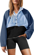 Women's Fuzzy Sherpa Pullover Jacket - Button Down Cozy Fleece