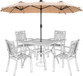 13 ft Patio Umbrella with 120 LED Solar Lights - Double Sided Shade