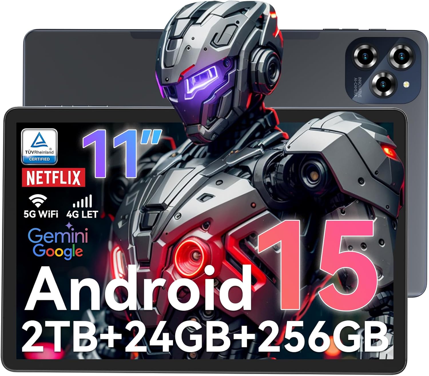 Tablet Android 15 with 11 Inch FHD Display and 24GB RAM