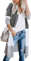 CARDYDONY Women's Long Cardigan Color Block - Lightweight Layering