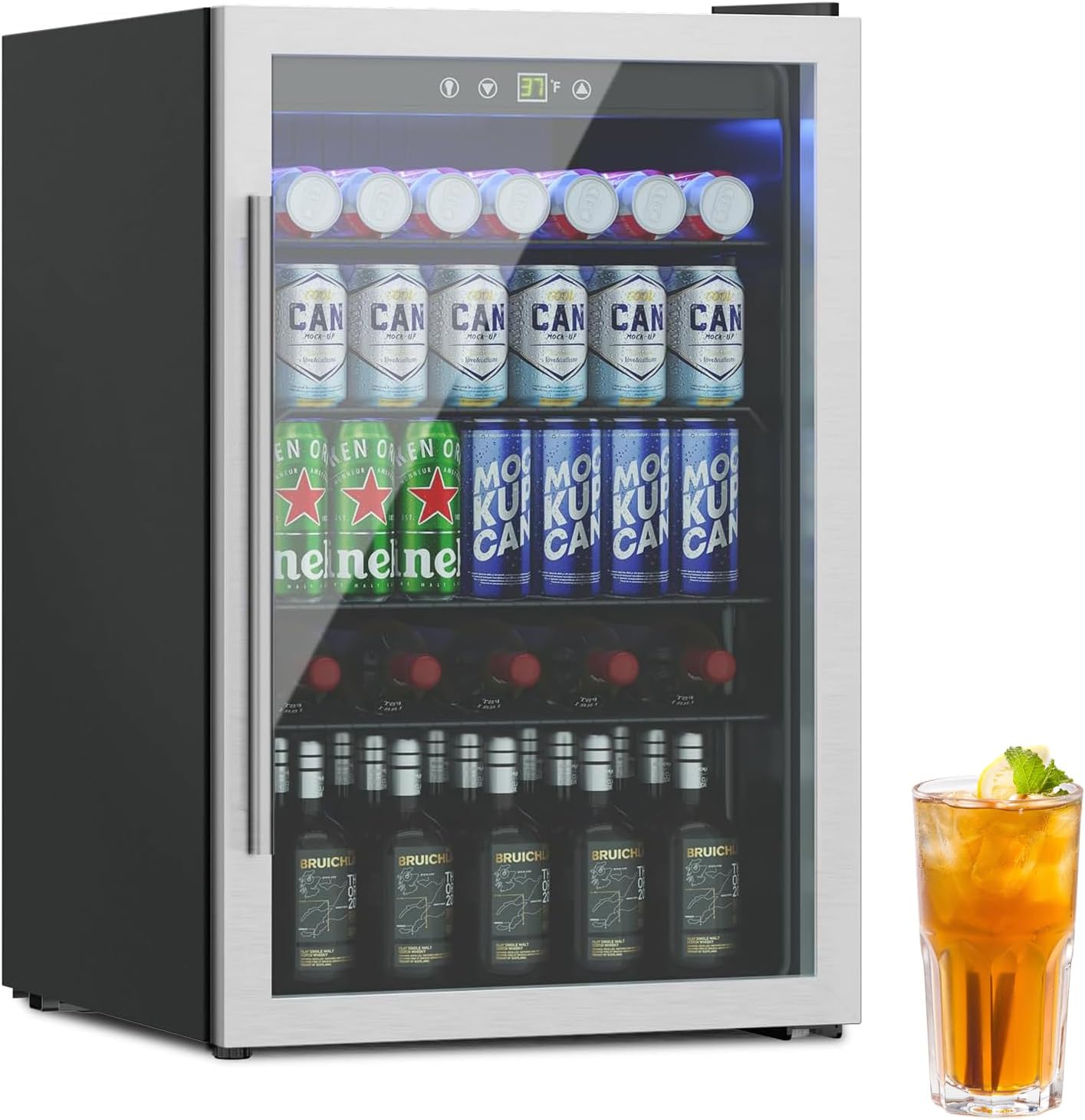 Compact Beverage Refrigerator Cooler for 145 Cans and Wine