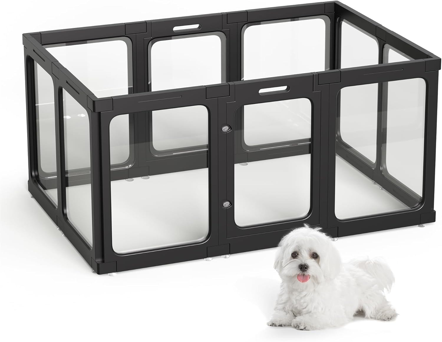Acrylic Dog Playpen Indoor - Modern Clear Pet Pen for Small Dogs