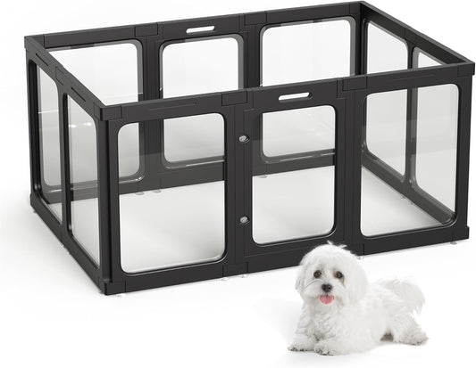 Acrylic Dog Playpen Indoor - Modern Clear Pet Pen for Small Dogs