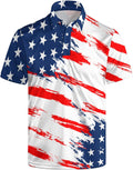 Golf Polo Shirts for Men Quick Dry American Flag Polo - UV Shield