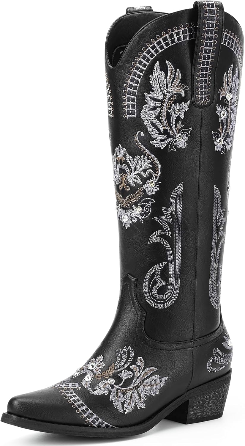 Lumeheel Knee High Western Cowgirl Boots for Women - Sparkly Style