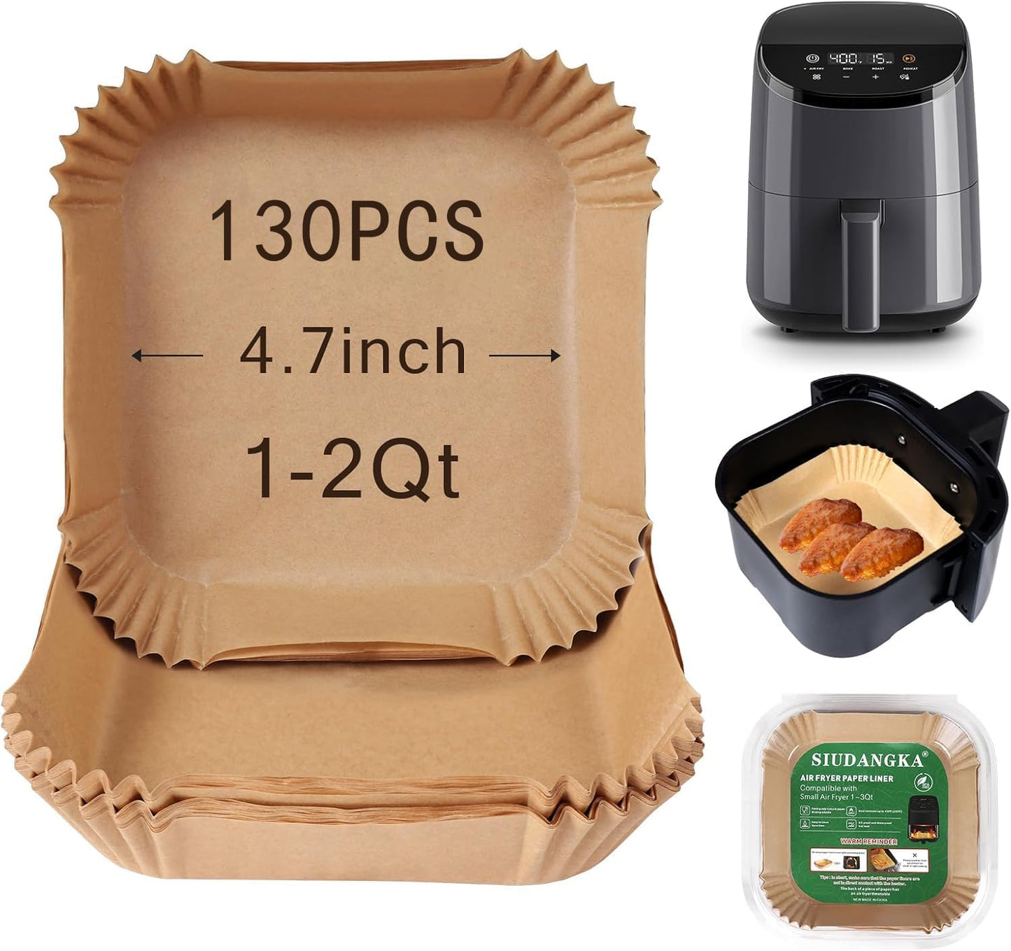 130 Mini Air Fryer Liners for COSORI 2.1 Qt: Mess-Free Cooking!