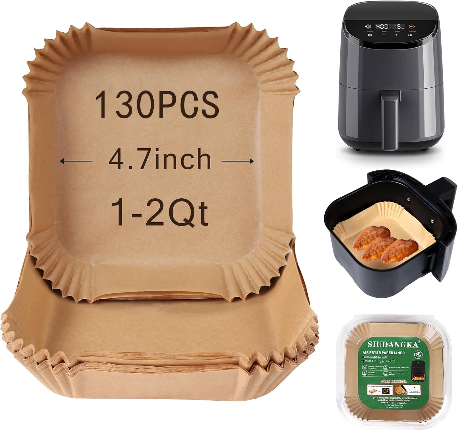 130 Mini Air Fryer Liners for COSORI 2.1 Qt: Mess-Free Cooking!