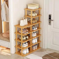 Bamboo Shoe Rack 12 Tier Vertical Shoe Organizer - Slim Space Saver