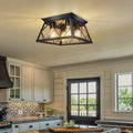 FadimiKoo 4-Light Black Flush Mount Ceiling Light - Industrial