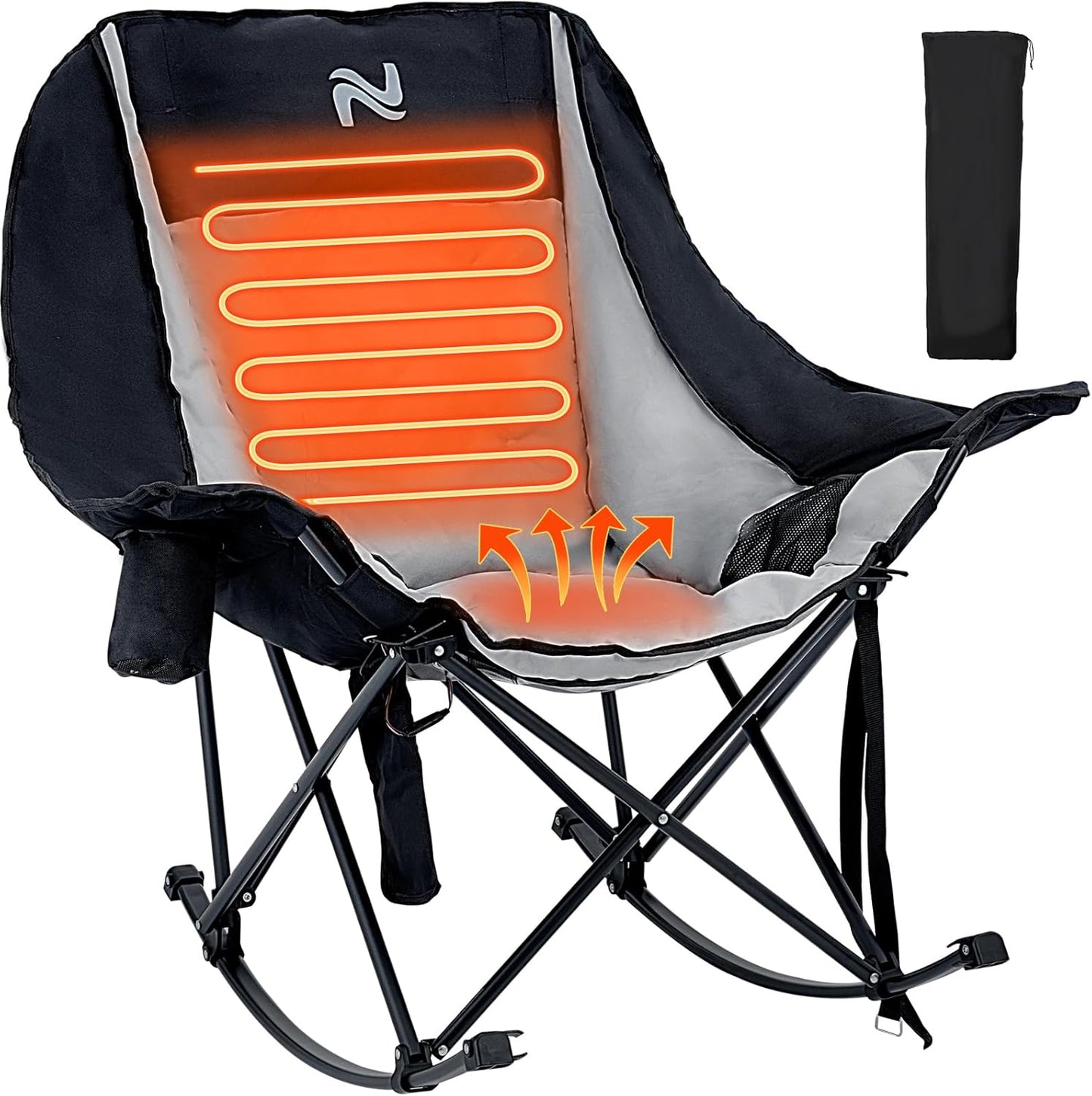Oversized Heated Rocking Camping Chair - 400lbs Capacity