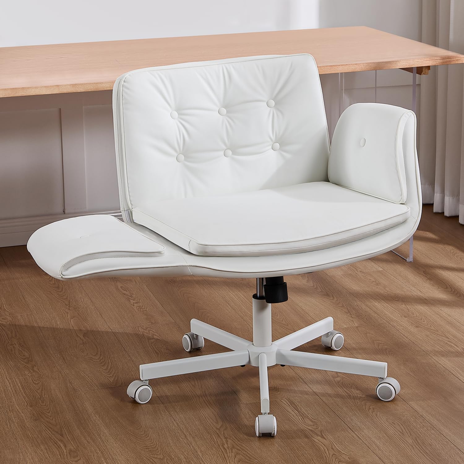 Criss Cross Chair with Armrests & Wheels for Comfort and Style