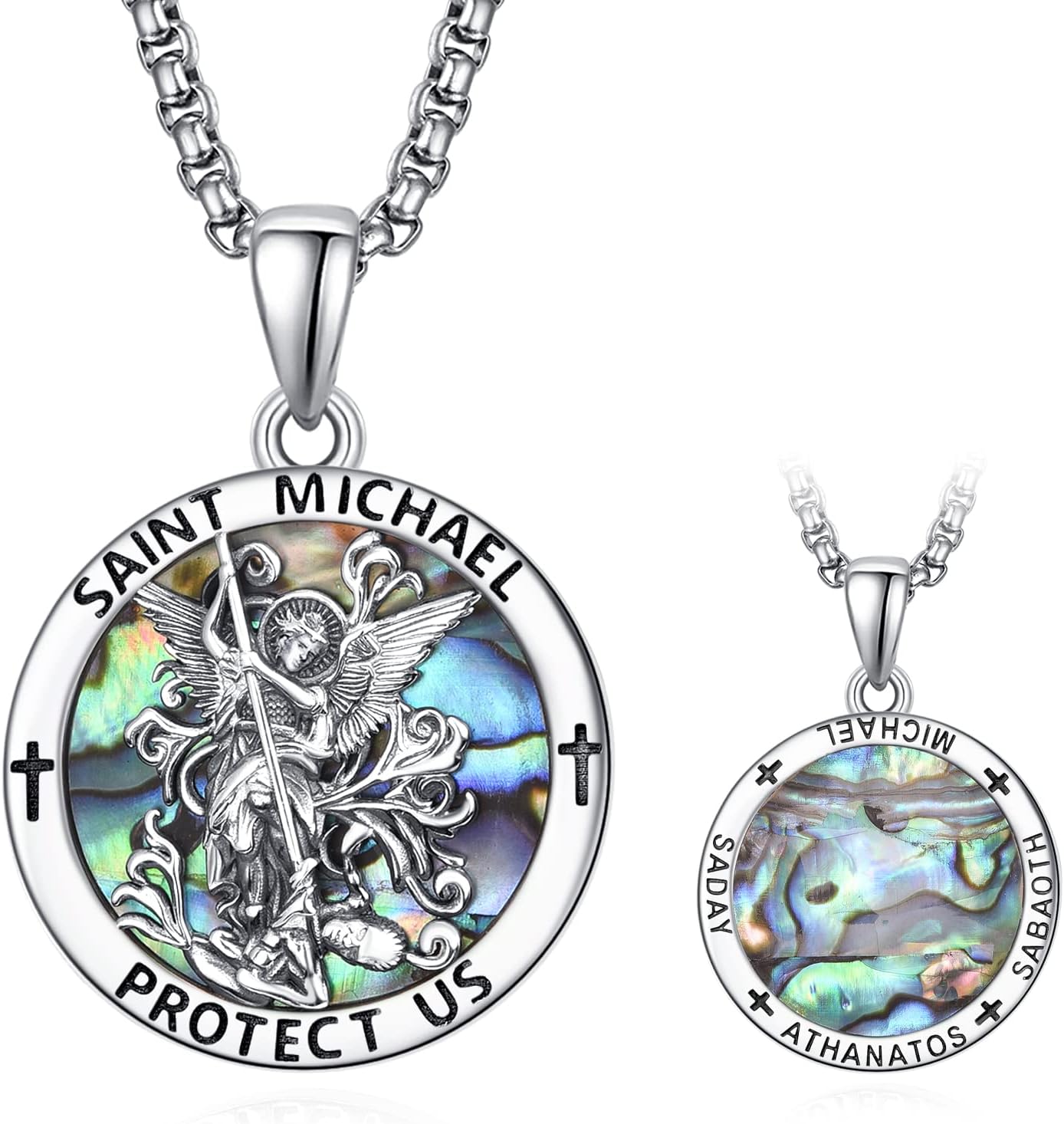 925 Sterling Silver Archangel Michael Medal Necklace for Protection