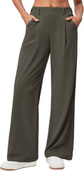 Wide Leg Pants Women Stretchy Work Dress Pants - Wrinkle Resistant