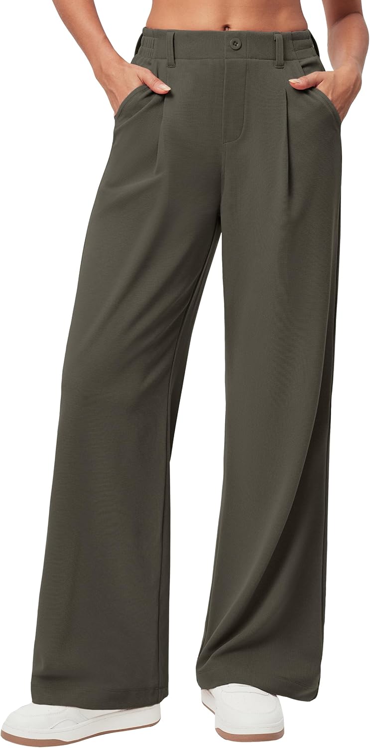 Ewedoos Wide Leg Pants for Women - Stretchy Business Casual Slacks