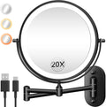 Wall Mounted Makeup Mirror with Light 8in Double Sided 20X/1X
