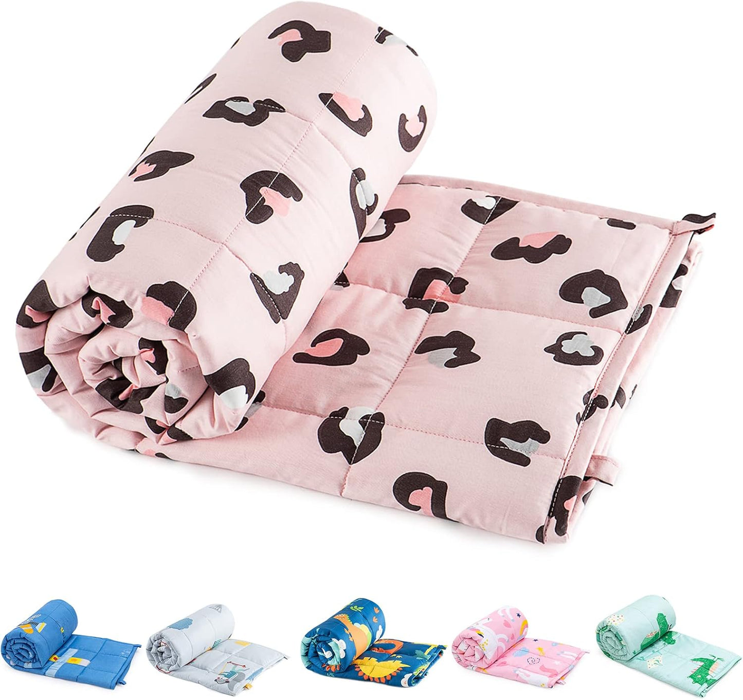 Sivio Weighted Blanket for Calm Sleeping - 5 lbs Pink Leopard