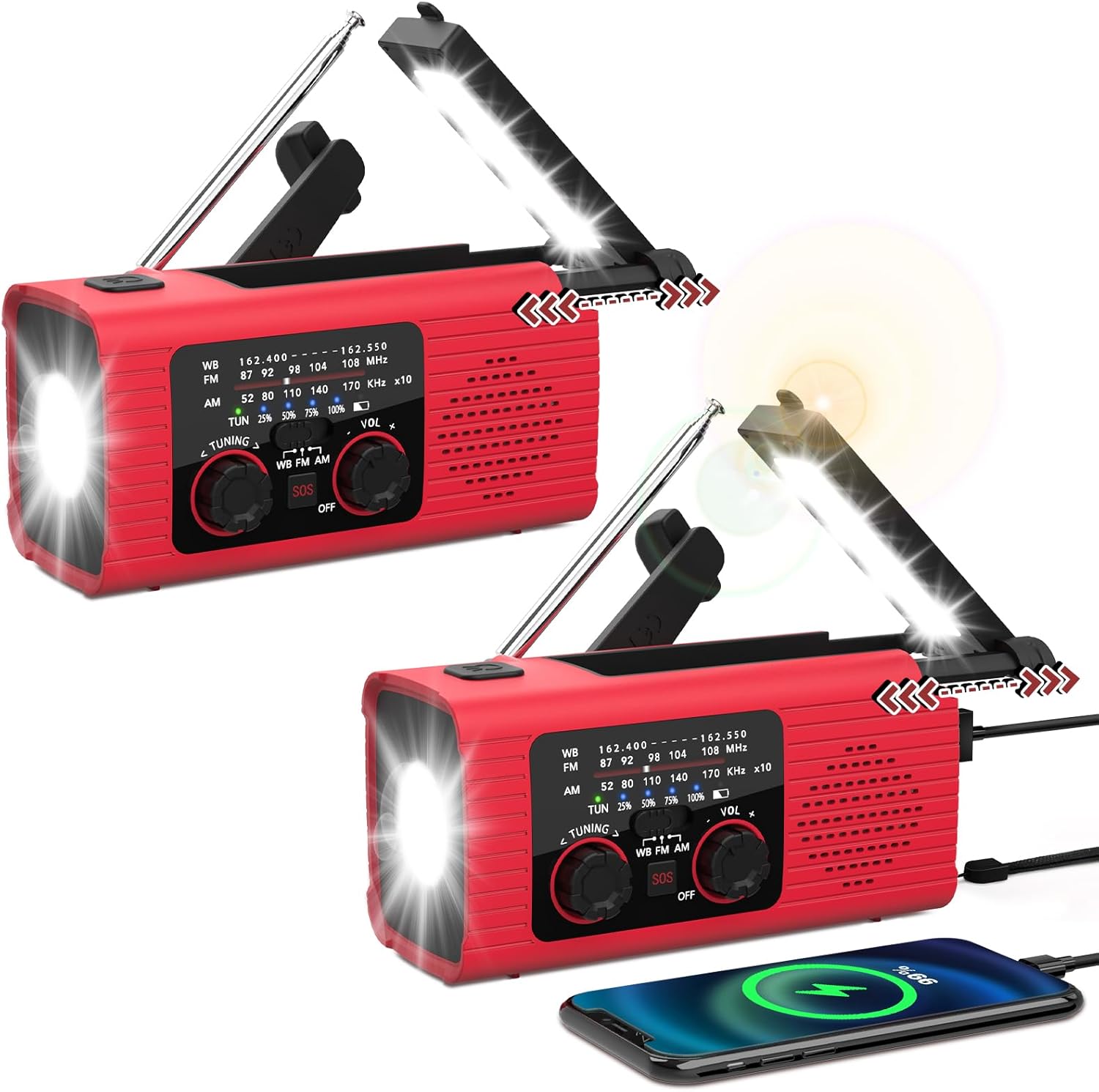 Portable Emergency Radio with Power Bank & SOS