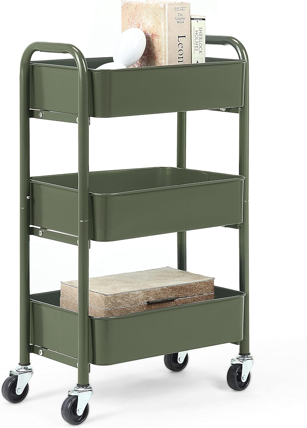 SunnyPoint 3-Tier Rolling Metal Storage Organizer for Home Use