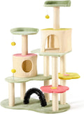 Flower Cat Tree Tower 59 in Cute Multi-Color Cat Tree - Cozy Condo