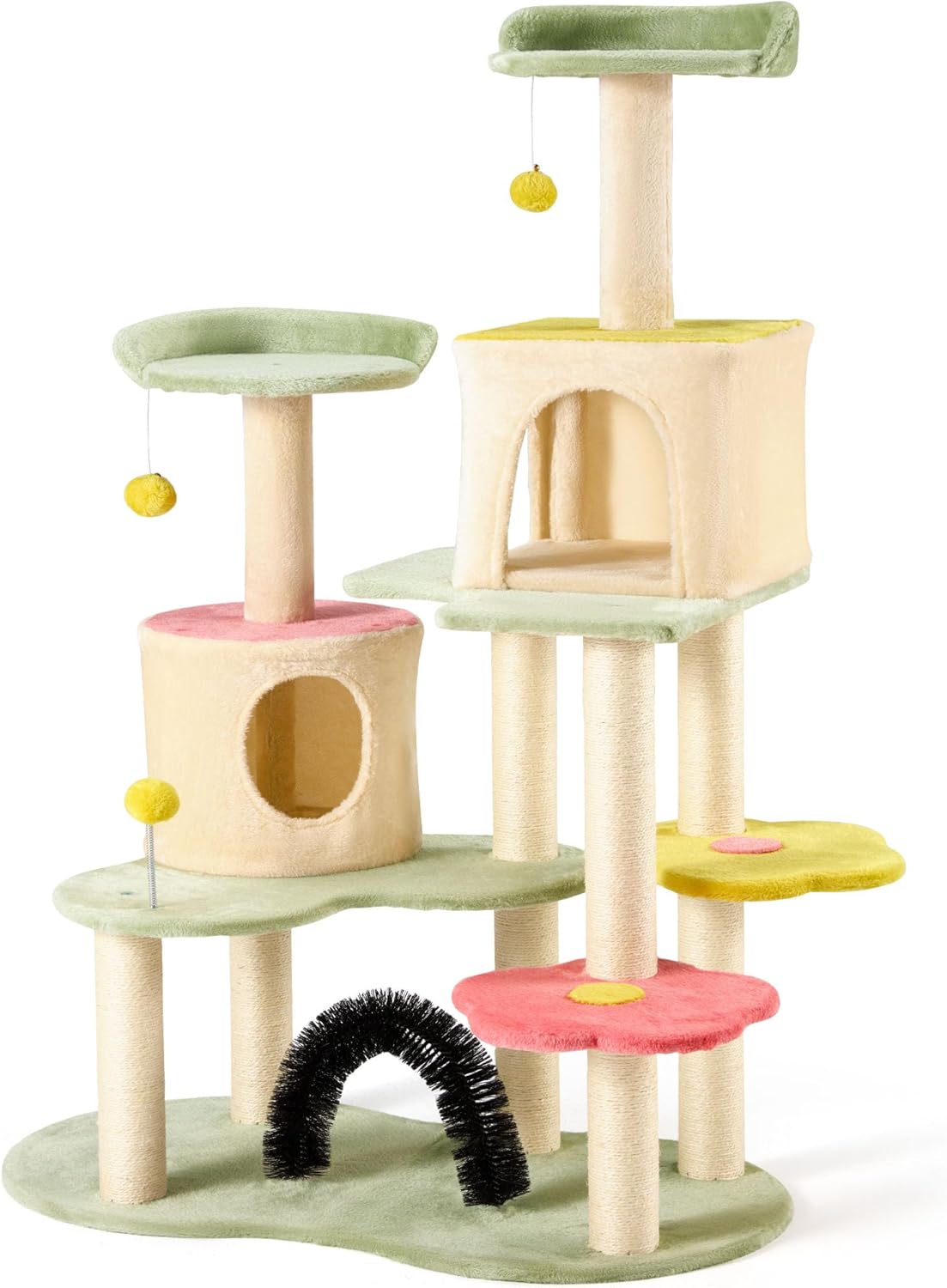 Flower Cat Tree Tower 59 Inches Cozy Cat Tree for Indoor Cats