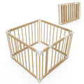 Wooden Baby Gate Playpen Foldable Play Yard - Portable, Sturdy Design