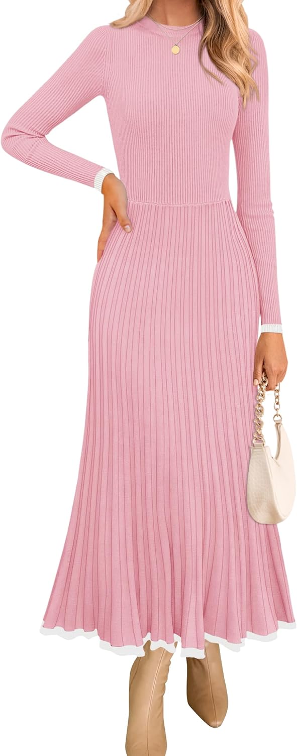 ZESICA Women's Long Sleeve Sweater Dress for Fall Weddings
