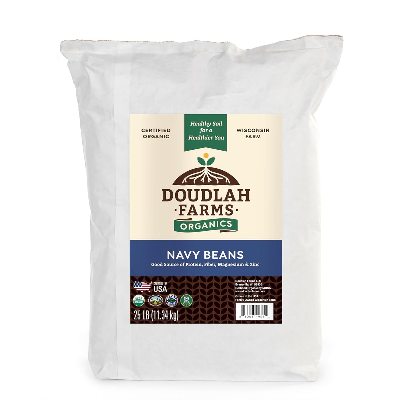 Organic Navy Beans by Doudlah Farms - Non-GMO & Vegan