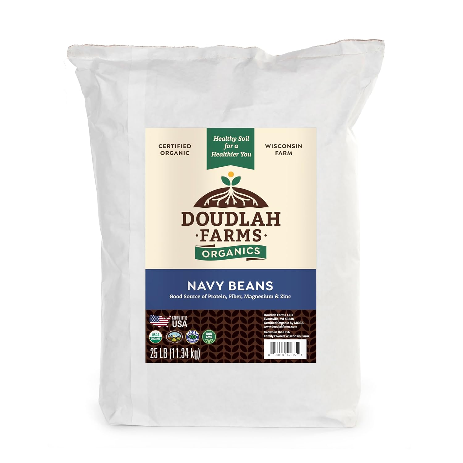 Organic Navy Beans by Doudlah Farms - Non-GMO & Vegan