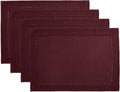 Burgundy Linen Placemats Set of 4 - Classic Hemstitch Design