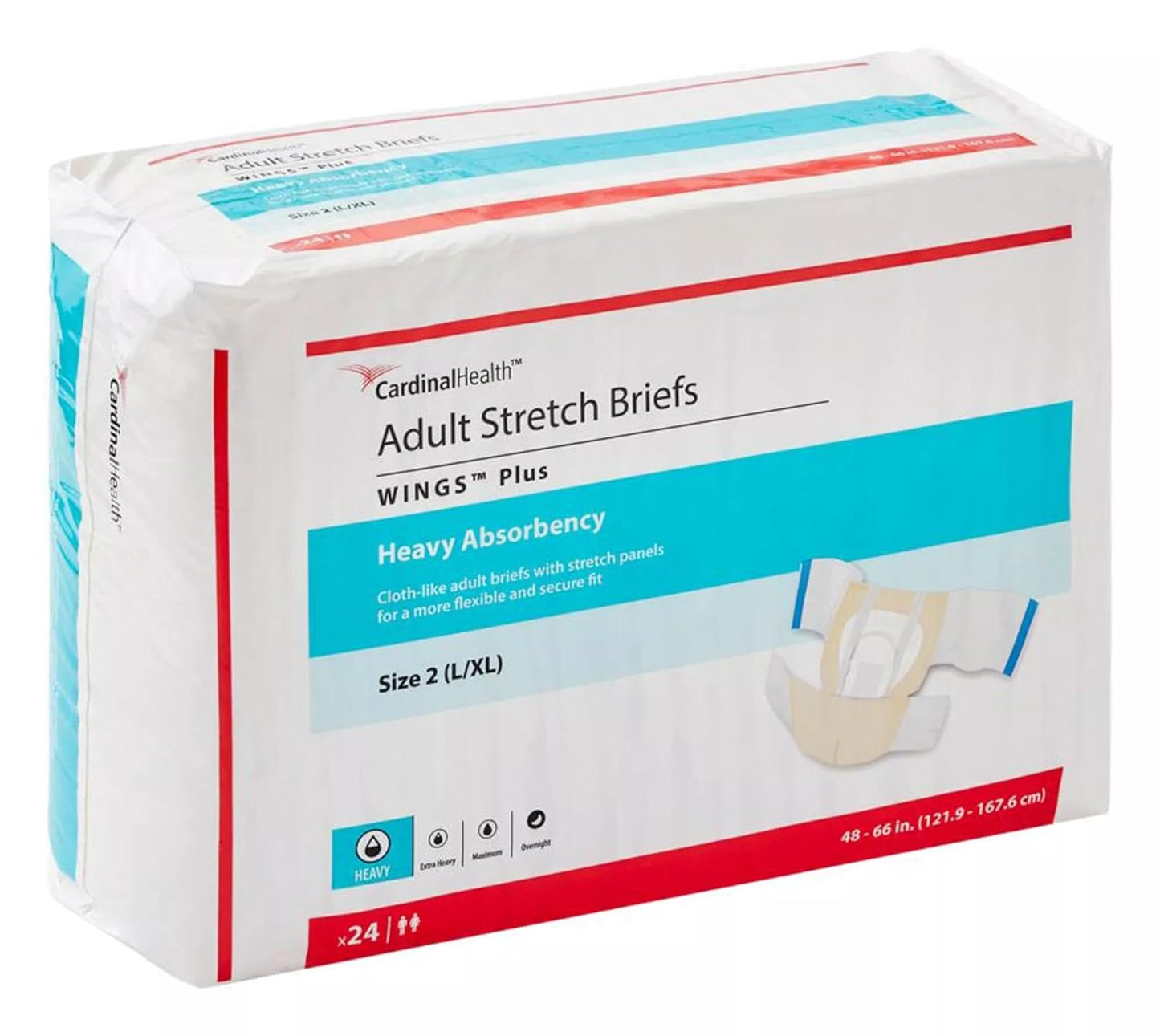 Cardinal Health Adult Stretch Briefs, Heavy Absorbency, Case of 96
