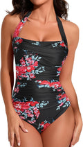 Smismivo Tummy Control Halter One Piece Swimsuit - Flattering Ruched