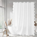 White Scalloped Fabric Shower Curtain - Aesthetic Charm!