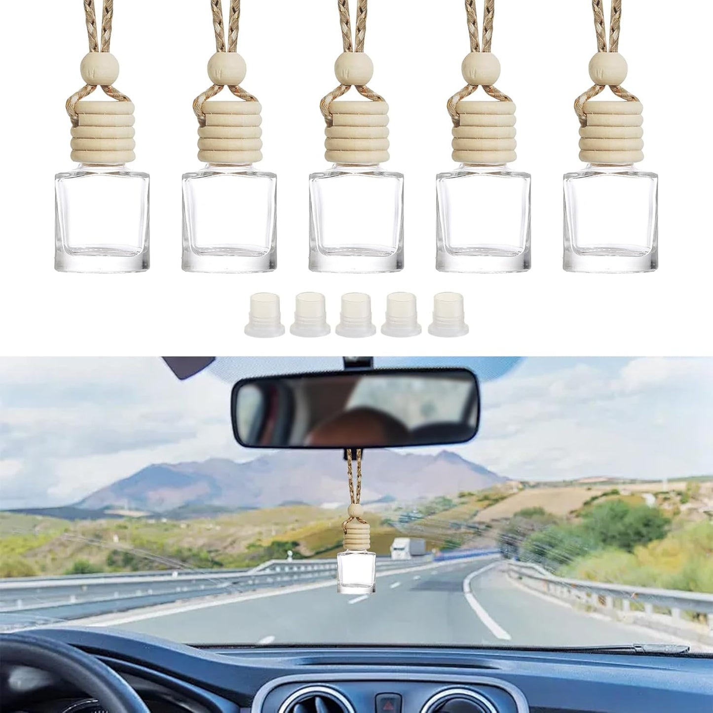 WINUERK 5PCS 8ml Car Air Freshener Diffuser Set - Aromatherapy on the Go!