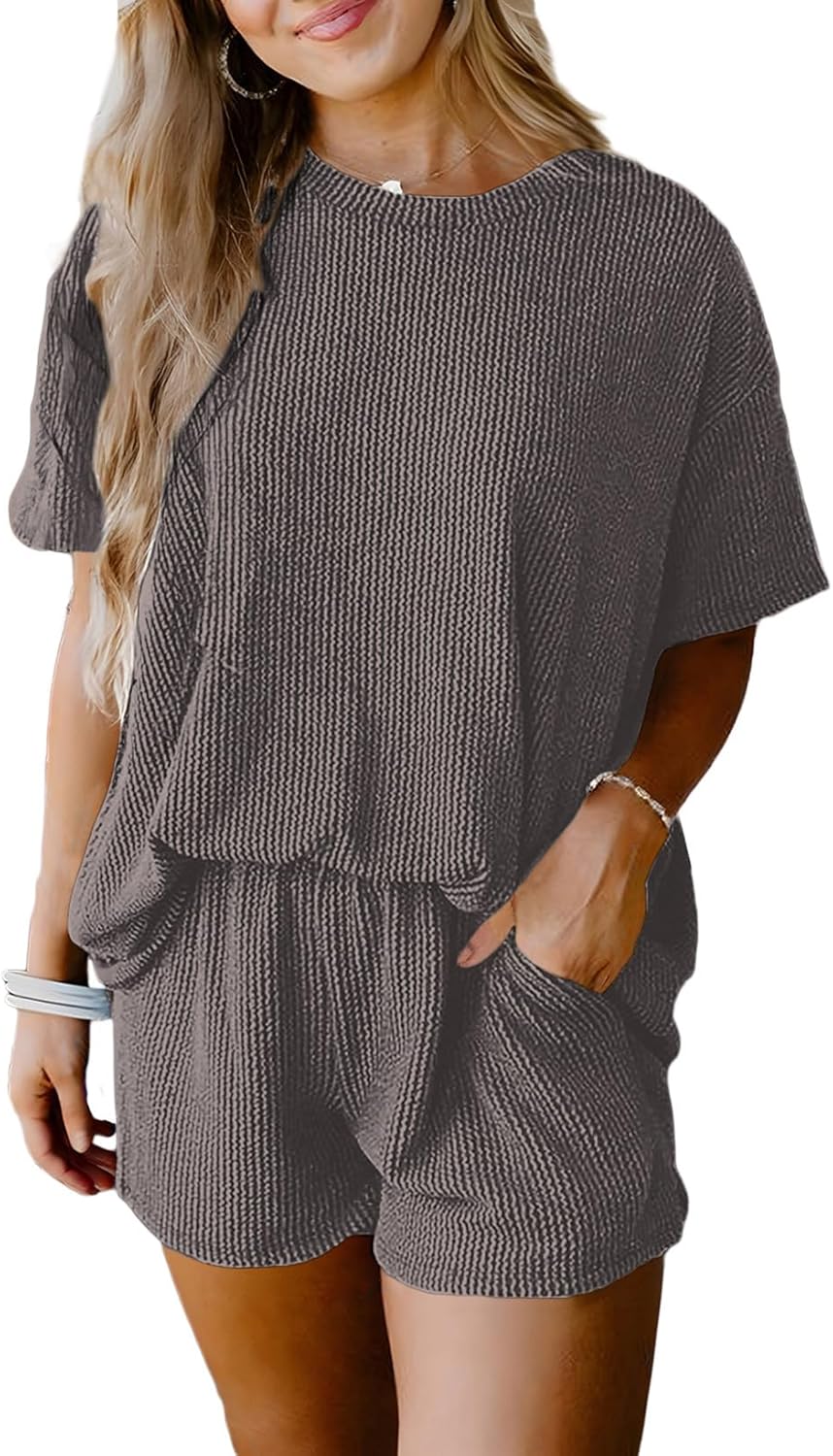 SHEWIN Two Piece Set for Women: Stylish Short Sleeve Pajamas
