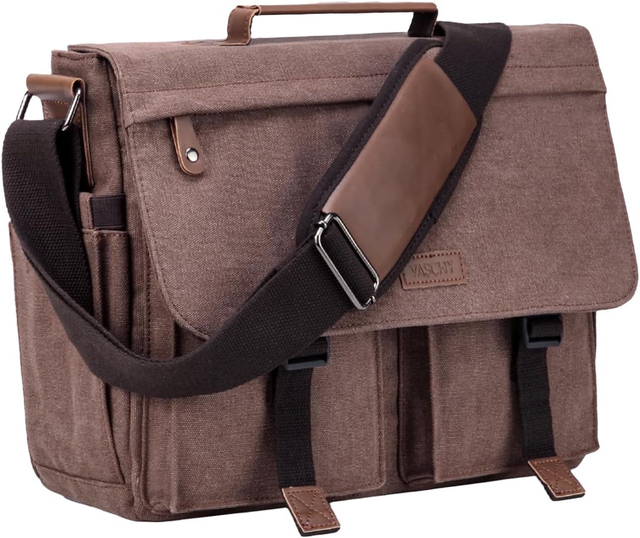VASCHY Vintage Water Resistant Messenger Bag for Men 14-17in