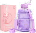 Half Gallon Water Bottle with Storage Sleeve - Large 2.2L Gym Jug