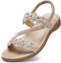 Sandals for Women Dressy Summer Flat Floral Sandals - Comfortable
