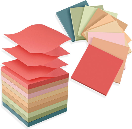 Vintage Color Pop-Up Sticky Notes - Strong Adhesive, 18 Pads