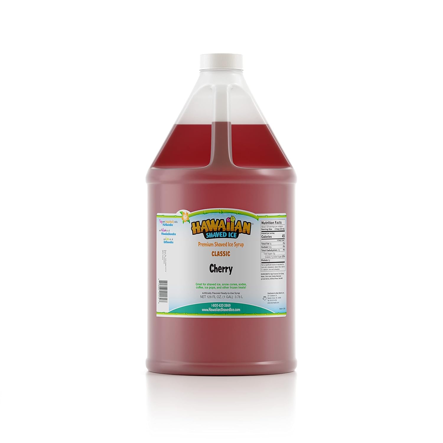 Hawaiian Shaved Ice Syrup Cherry Flavor Gallon for Snow Cones