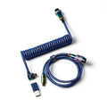 Keychron Premium Coiled USB-C Angled Aviator Cable - Rainbow Blue