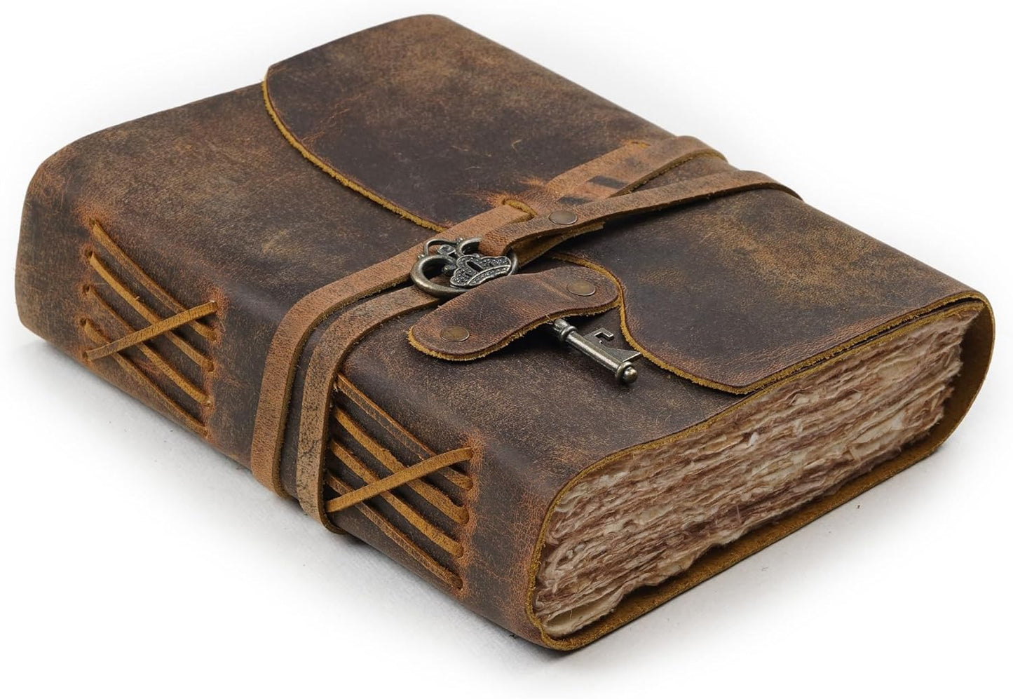 Vintage Leather Journal with Handmade Deckle Edge Paper for All