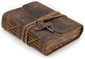 Vintage Leather Journal 10x7 in - Handmade Deckle Paper Bound