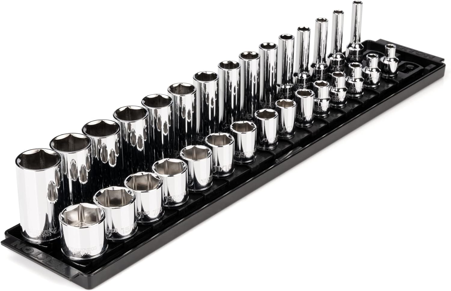 TEKTON 3/8 Inch Drive Socket Set: 30-Piece with Rails & Tray